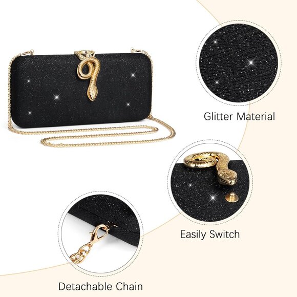 Chic Women's Evening Clutch: Kiss Lock, Detachable Chain, Perfect for Parties - Picture 2 of 6
